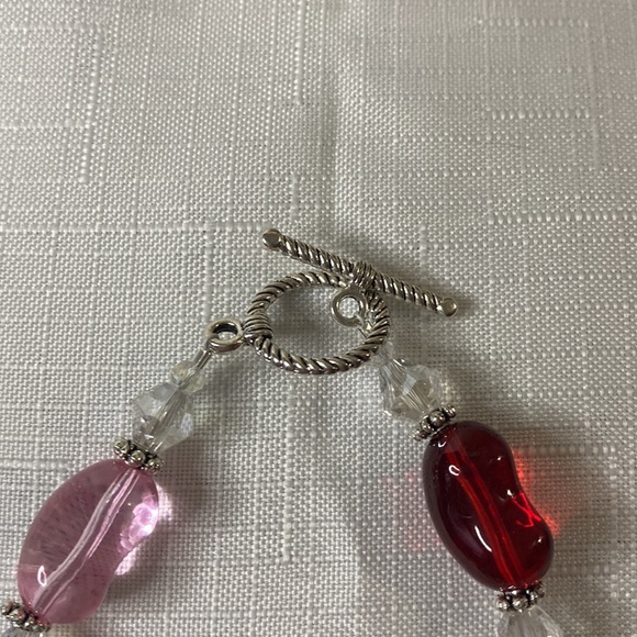 Handcrafted Rainbow Jellybean Bracelet w/crystals - Picture 4 of 7